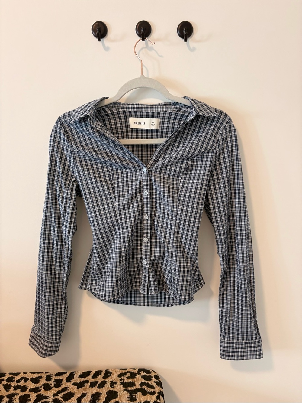 Hollister Navy Plaid Button-Down Shirt - Women's